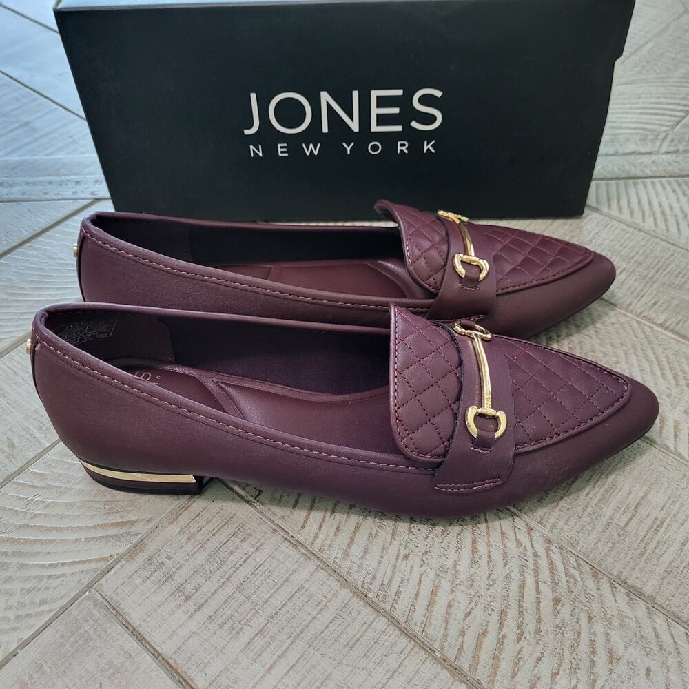 Jones New York Women's 9.5 M Quadia Pointed Toe Quilted Loafers Burgundy NEW - Picture 6 of 9